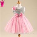 2015 Summer Fashion Pink Lace Big Bow Party Tulle Flower Princess Sequins Wedding Dresses Baby Girl dress